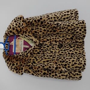 2000s American Rag CIE Plush Leopard/Cheetah Bolero Jacket Mid-length Sleeves XS